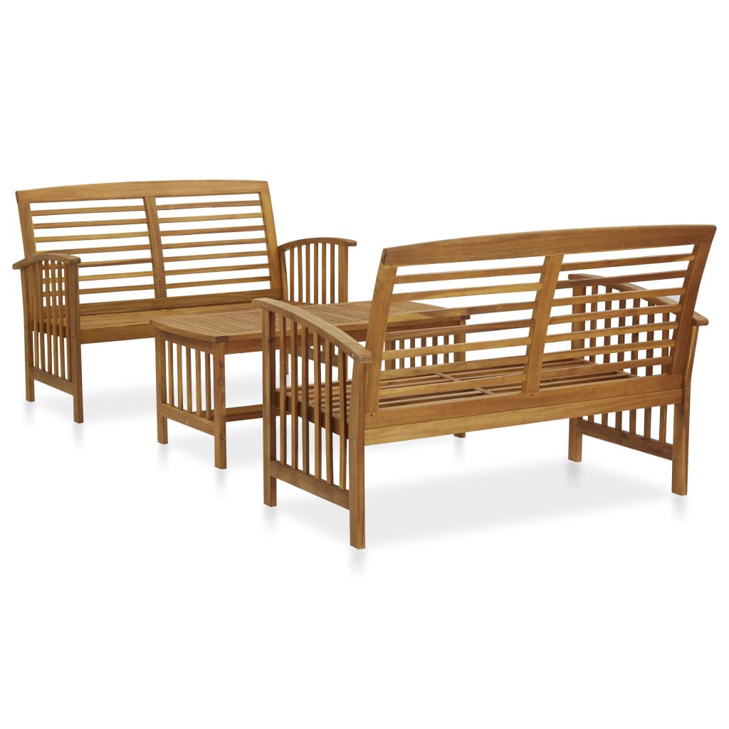 NNEVL 3 Piece Garden Lounge Set Solid Acacia Wood
