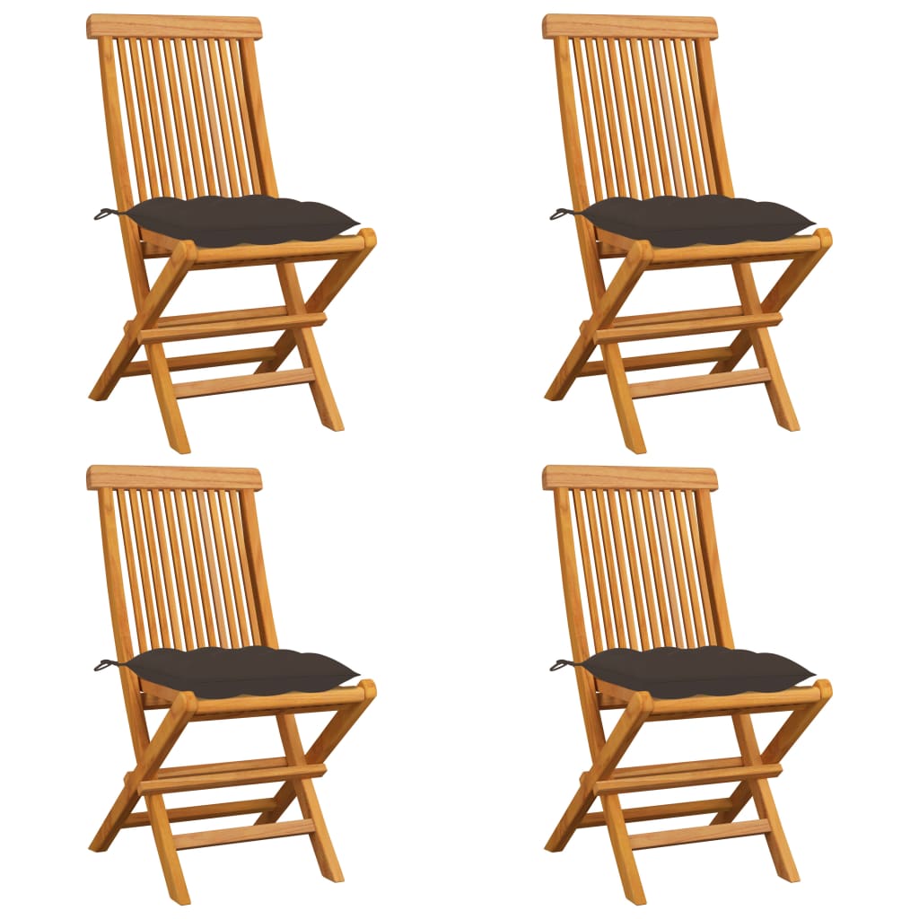 vidaXL Patio Chairs Outdoor Bistro Folding Chair with Cushions Solid Wood Teak