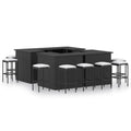 NNEVL 16 Piece Garden Bar Set with Cushions Poly Rattan Black