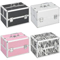 vidaXL Make-up Case Aluminum Cosmetic Bag Organizer Jewelry Box Black/Pink