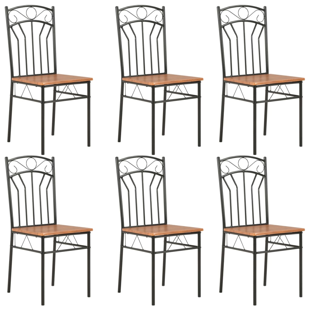 vidaXL Dining Chairs Wood Top Metal Frame Seating for Dining Room Brown MDF